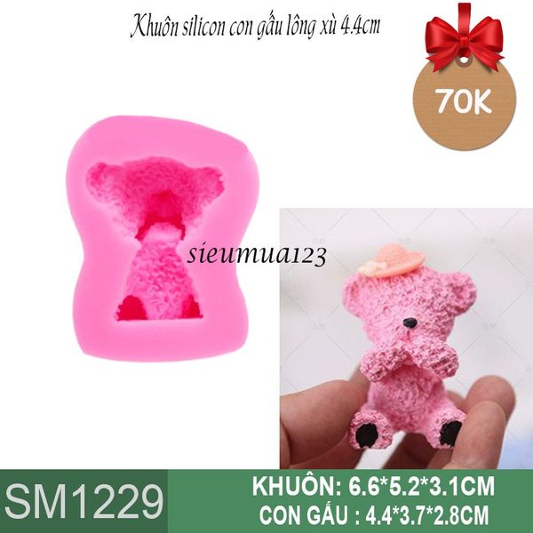 Khuôn silicon con gấu lông xù 4,4cm ( SM1229 )