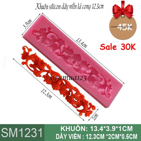 Khuôn silicon dây viền lá cong 12,3cm ( SM1231 )