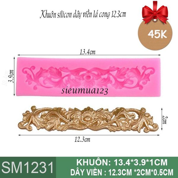 Khuôn silicon dây viền lá cong 12,3cm ( SM1231 )