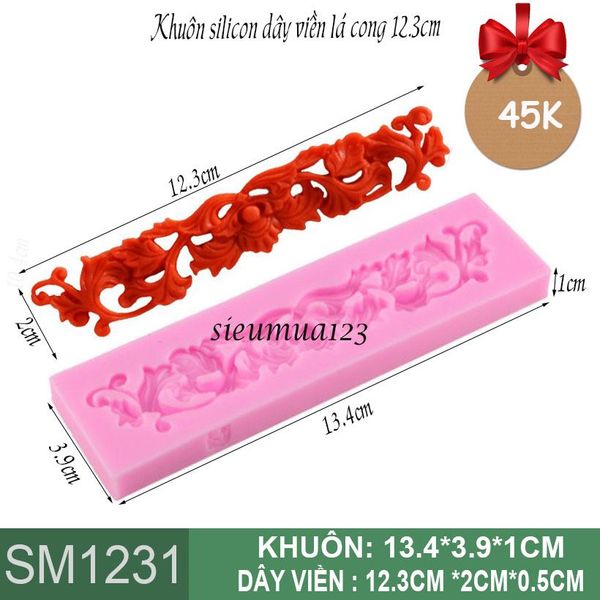 Khuôn silicon dây viền lá cong 12,3cm ( SM1231 )
