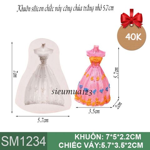 Khuôn Silicon Chiếc váy công chúa trắng nhỏ 5,7cm ( SM1234 )