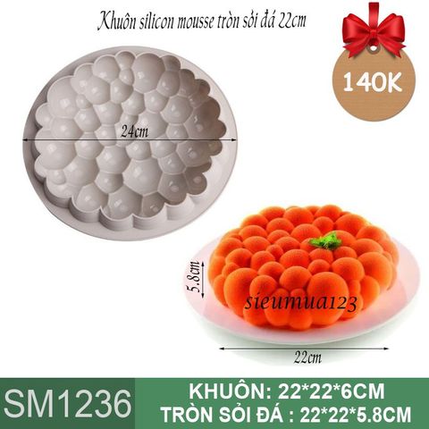 Khuôn bánh mousse : Khuôn silicon tròn sỏi đá 22cm ( SM1236 ) còn 7 cái