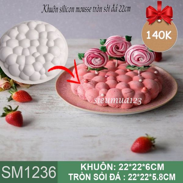 Khuôn bánh mousse : Khuôn silicon tròn sỏi đá 22cm ( SM1236 ) còn 7 cái