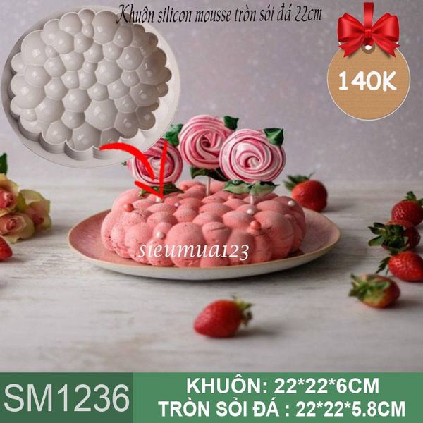 Khuôn bánh mousse : Khuôn silicon tròn sỏi đá 22cm ( SM1236 ) còn 7 cái