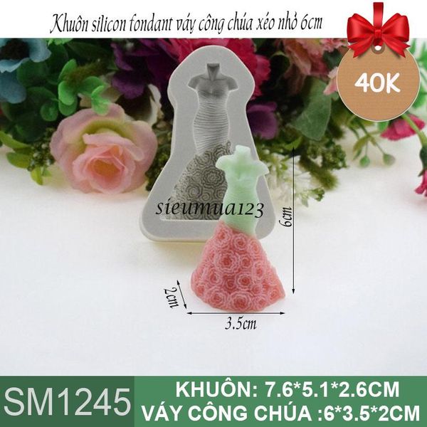 Khuôn silicon fondant váy công chúa xéo nhỏ 6cm ( SM1245 )