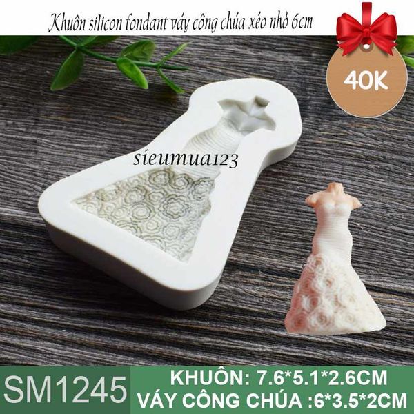 Khuôn silicon fondant váy công chúa xéo nhỏ 6cm ( SM1245 )