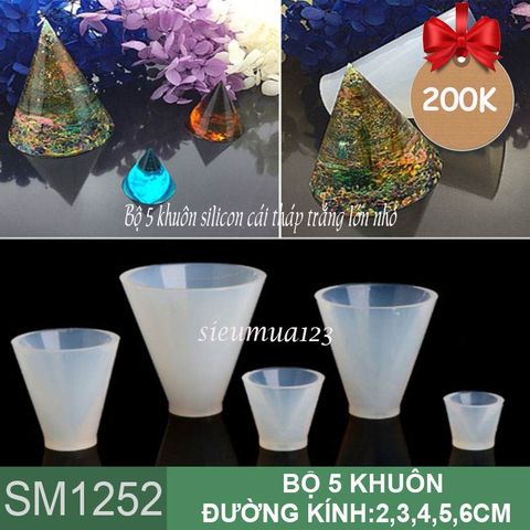 Bộ 5 khuôn silicon cái tháp trắng lớn nhỏ  ( SM1252 )