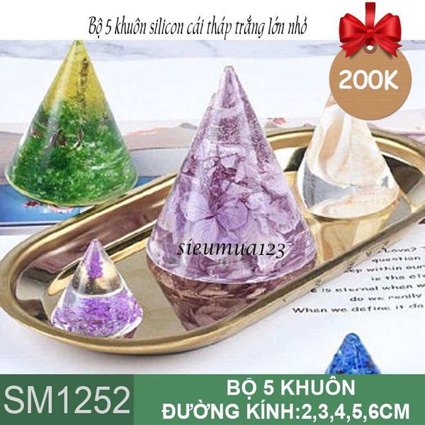 Bộ 5 khuôn silicon cái tháp trắng lớn nhỏ  ( SM1252 )