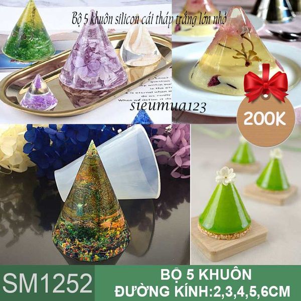 Bộ 5 khuôn silicon cái tháp trắng lớn nhỏ  ( SM1252 )