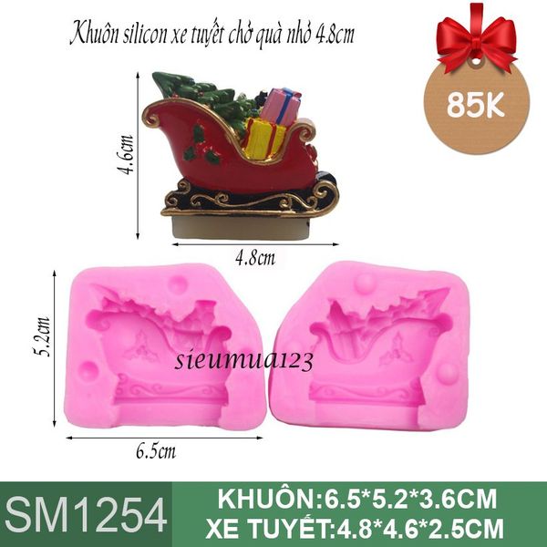 Khuôn silicon chiếc xe tuyết chở quà nhỏ 4,8cm ( SM1254 )