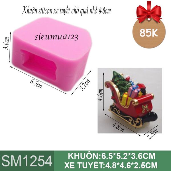 Khuôn silicon chiếc xe tuyết chở quà nhỏ 4,8cm ( SM1254 )