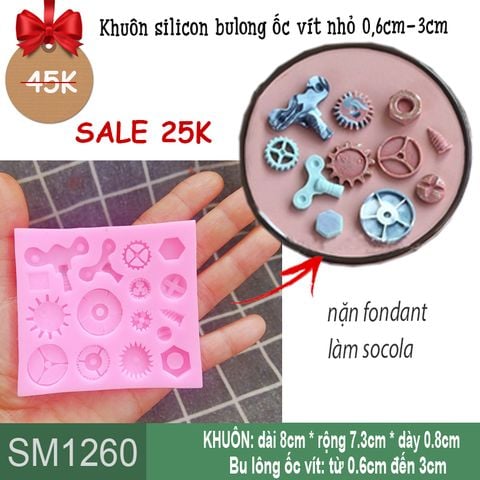 Khuôn silicon fondant bulong ốc vít 0,6cm-3cm ( SM1260 )