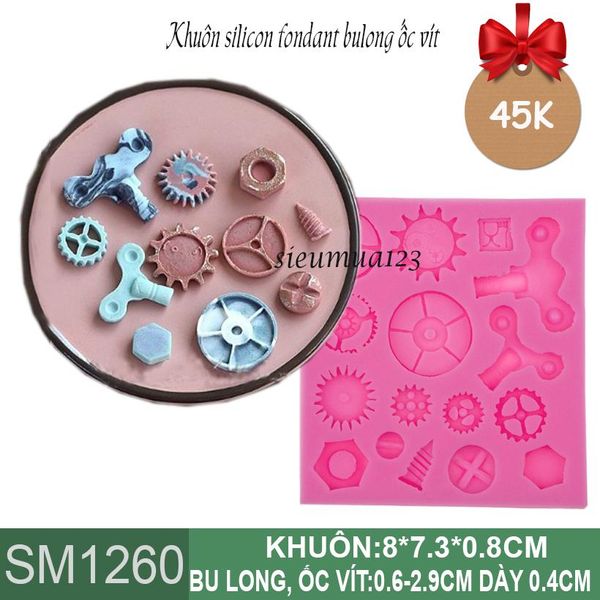 Khuôn silicon fondant bulong ốc vít 0,6cm-3cm ( SM1260 )
