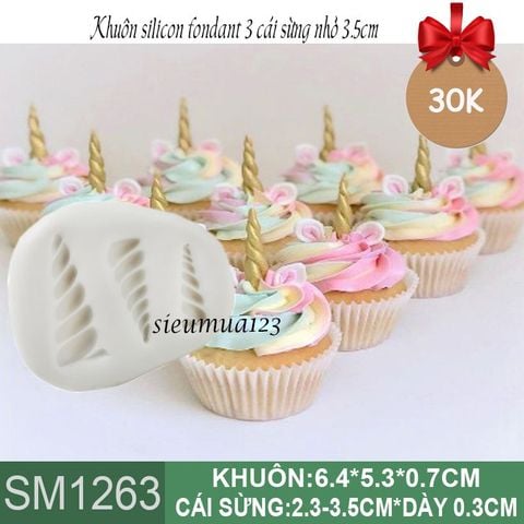 Khuôn silicon fondant 3 cái sừng nhỏ ( SM1263 )