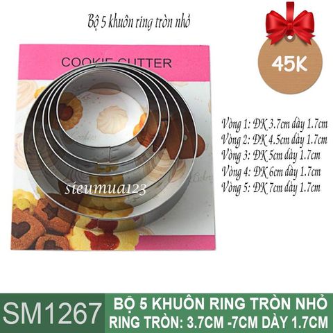 Bộ 5 khuôn ấn inox ring tròn nhỏ ( SM1267 )