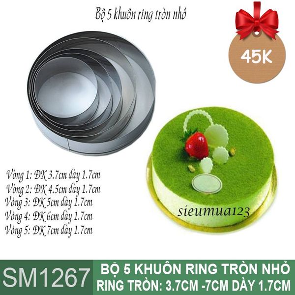 Bộ 5 khuôn ấn inox ring tròn nhỏ ( SM1267 )