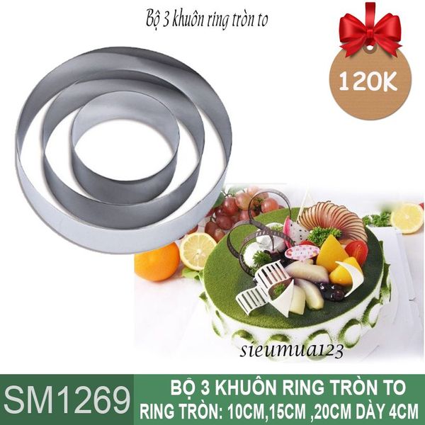 Bộ 3 khuôn ấn inox ring tròn to ( SM1269 )