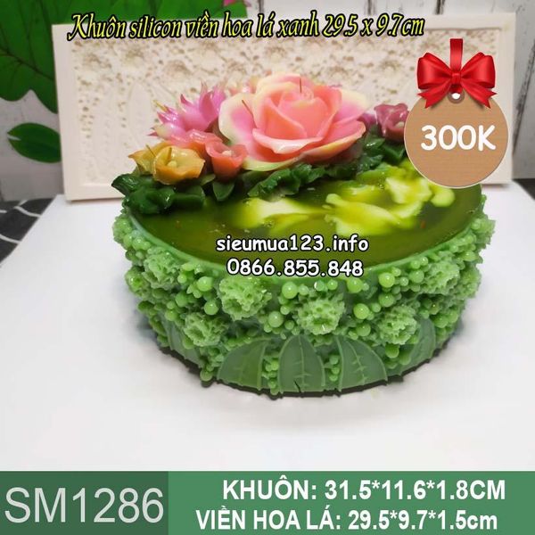 Khuôn silicon ốp viền hoa lá xanh dài 29,5cm ( SM1286 )