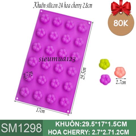 Khuôn silicon 24 hoa cherry 2,7cm ( SM1298 )
