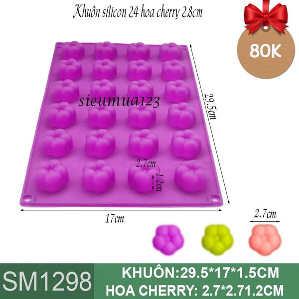 Khuôn silicon 24 hoa cherry 2,7cm ( SM1298 )