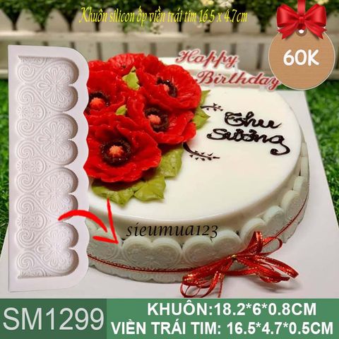 Khuôn silicon ốp viền trái tim 16,5cm ( SM1299 )