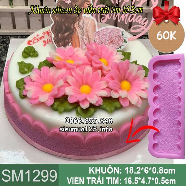 Khuôn silicon ốp viền trái tim 16,5cm ( SM1299 )