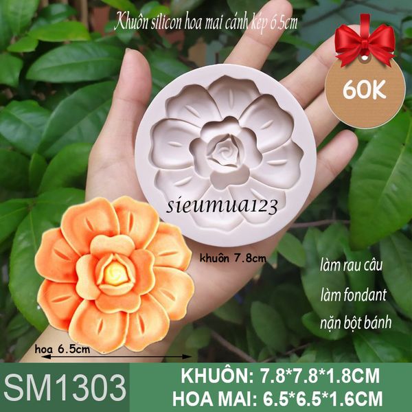 Khuôn silicon hoa mai cánh kép 6,5cm  ( SM1303 ) còn 1 cái