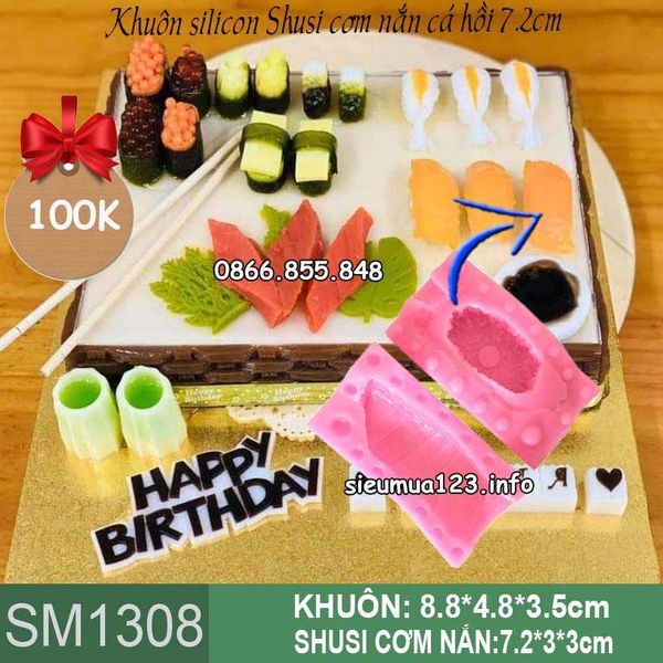 Khuôn silicon Sushi cơm nắn cá hồi 7,2cm ( SM1308 )