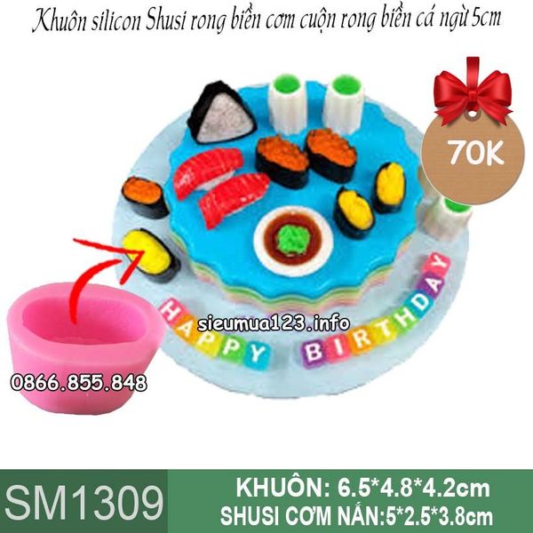 Khuôn silicon Sushi cơm rong biến cá ngừ 5cm ( SM1309 )