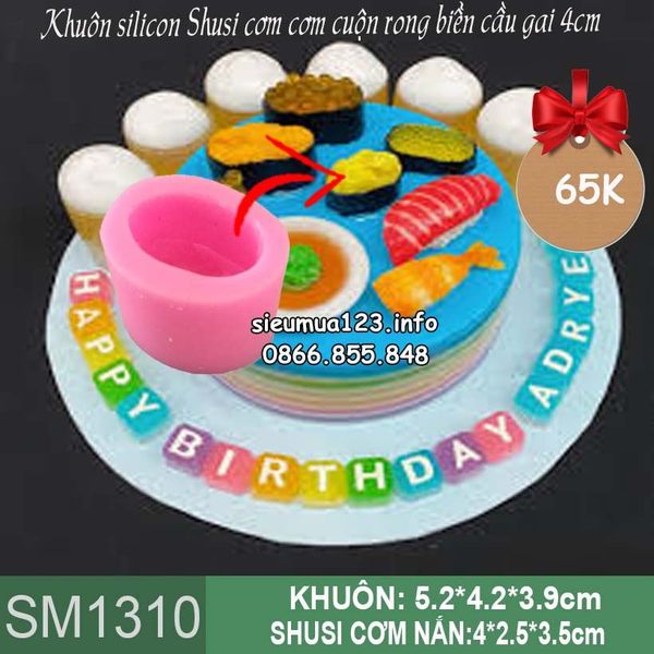 Khuôn silicon Sushi cơm cuộn rong biển cầu gai 4cm ( SM1310 )