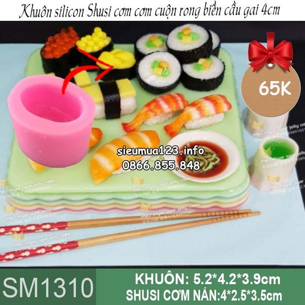 Khuôn silicon Sushi cơm cuộn rong biển cầu gai 4cm ( SM1310 )
