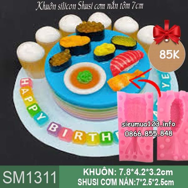 Khuôn silicon Sushi cơm nắn tôm 7cm ( SM1311 )