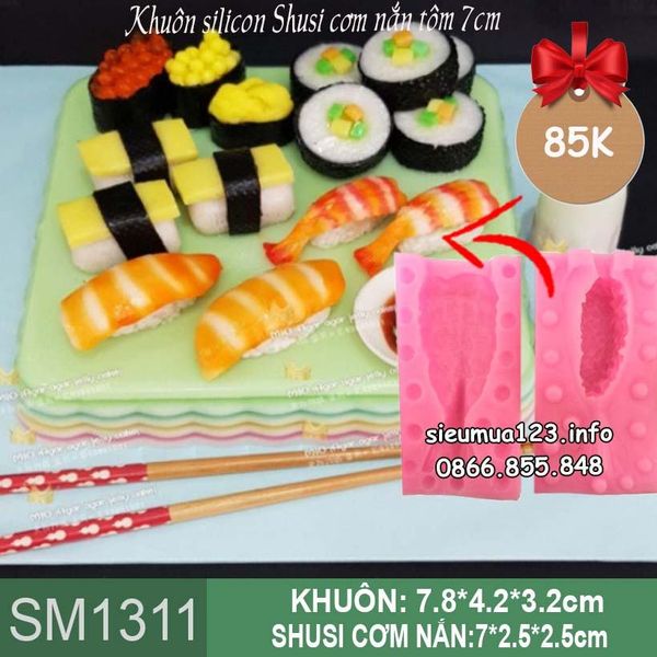 Khuôn silicon Sushi cơm nắn tôm 7cm ( SM1311 )
