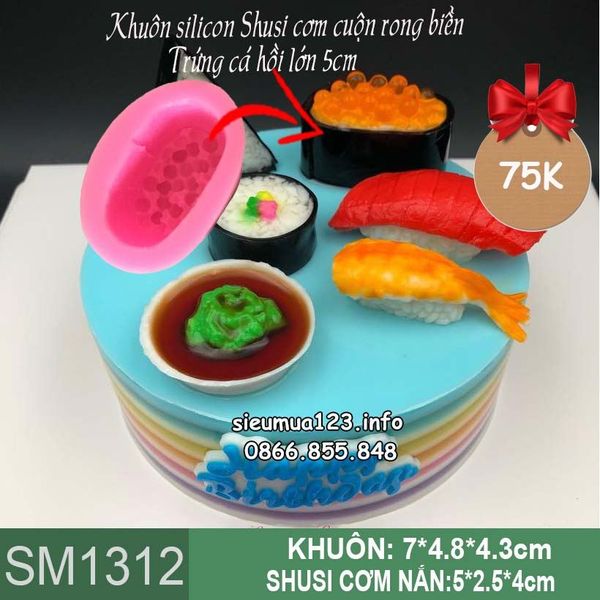 Khuôn silicon Sushi cơm cuộn rong biển trứng cá hồi lớn 5cm ( SM1312 )