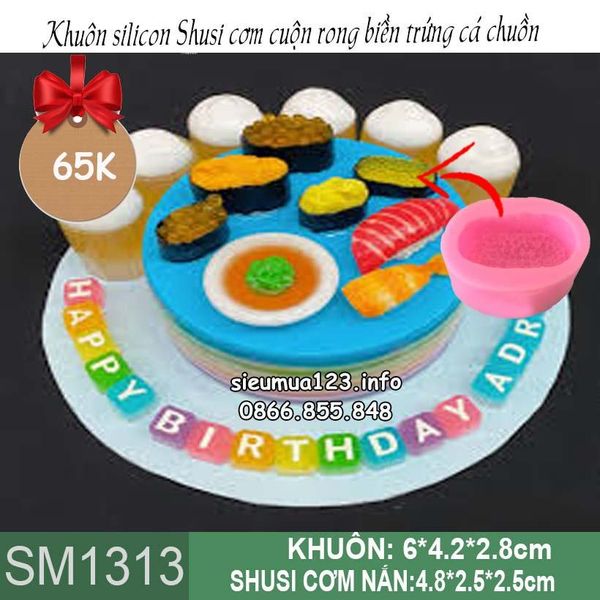 Khuôn silicon Sushi cơm cuộn rong biển trứng cá chuồn 4,8cm ( SM1313 )