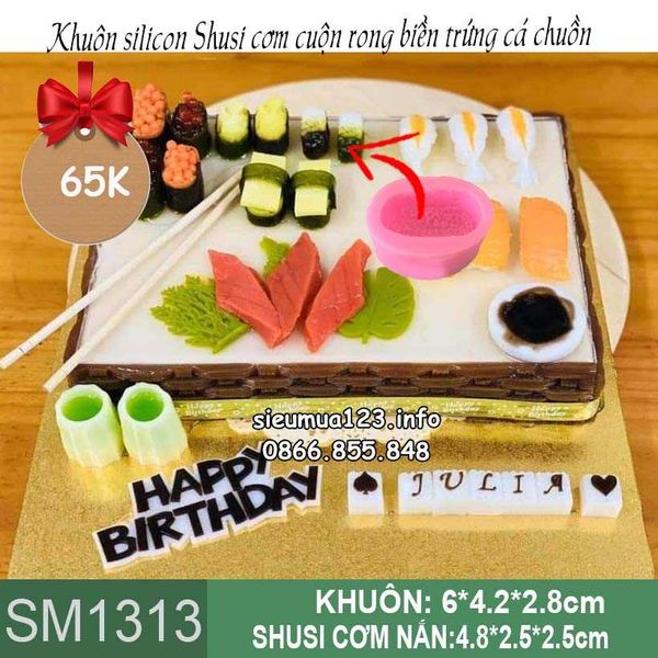 Khuôn silicon Sushi cơm cuộn rong biển trứng cá chuồn 4,8cm ( SM1313 )