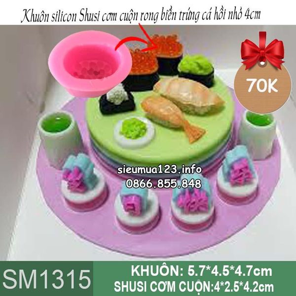 Khuôn silicon Sushi cơm cuộn rong biển trứng cá hồi nhỏ 4cm ( SM1315 )