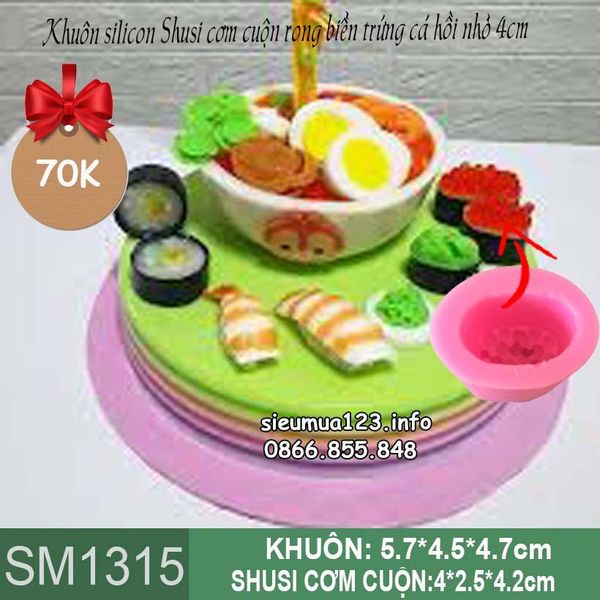 Khuôn silicon Sushi cơm cuộn rong biển trứng cá hồi nhỏ 4cm ( SM1315 )