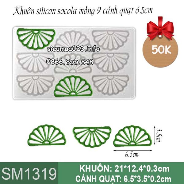Khuôn silicon socola mỏng 9 cánh quạt 6,5cm ( SM1319 )