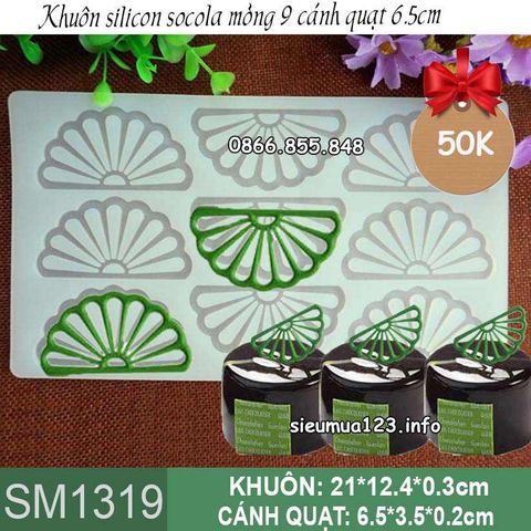 Khuôn silicon socola mỏng 9 cánh quạt 6,5cm ( SM1319 )