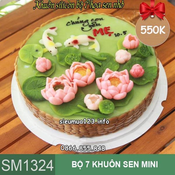 Khuôn silicon bộ 7 hoa sen mini nhỏ 2,5cm - 5,5cm ( SM1324 )