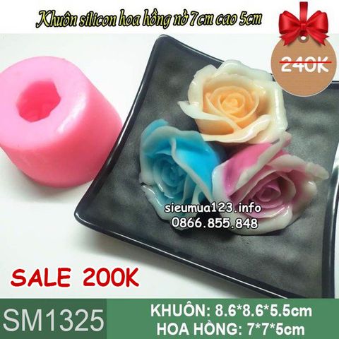 Khuôn silicon hoa hồng nhung nở 7cm cao 5cm ( SM1325 )
