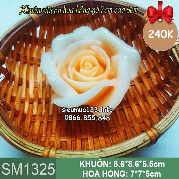Khuôn silicon hoa hồng nhung nở 7cm cao 5cm ( SM1325 )