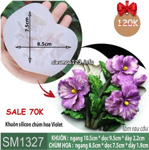 Khuôn silicon chùm hoa Violet 8.5cm ( SM1327 )