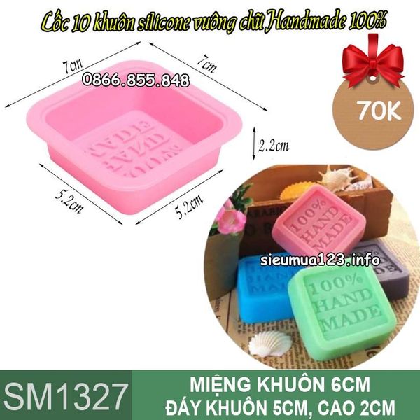 Lốc 10 khuôn silicon vuông chữ Handmade 100% ( SM1327 )