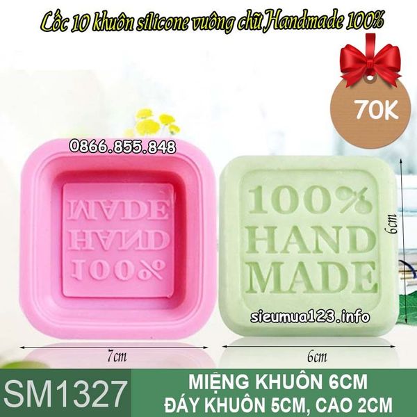 Lốc 10 khuôn silicon vuông chữ Handmade 100% ( SM1327 )
