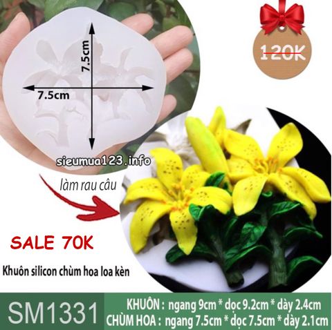 Khuôn silicon chùm hoa loa kèn Lys 7,5cm ( SM1331 )