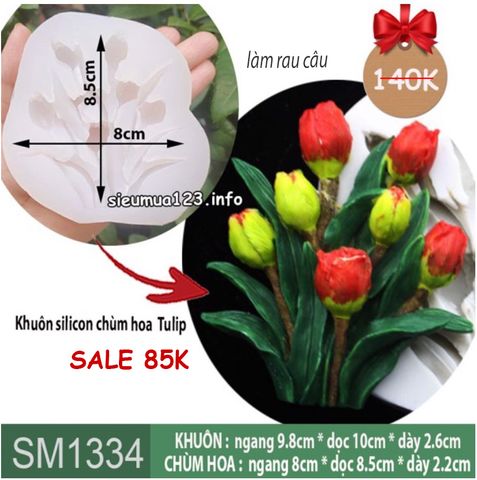 Khuôn silicon chùm hoa Tulip 8,5cm ( SM1334 )