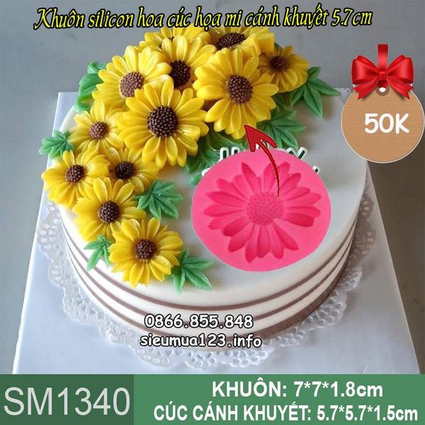 Khuôn silicon làm rau câu hoa cúc họa mi khuyết cánh 5,7cm ( SM1340 )