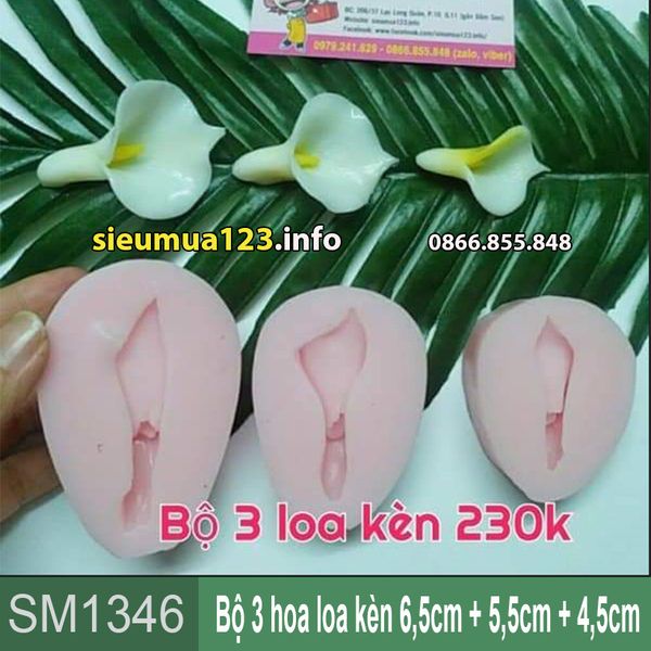 Khuôn silicon làm rau câu bộ 3 hoa loa kèn 6,5cm + 5,5cm + 4,5cm ( SM1346 )